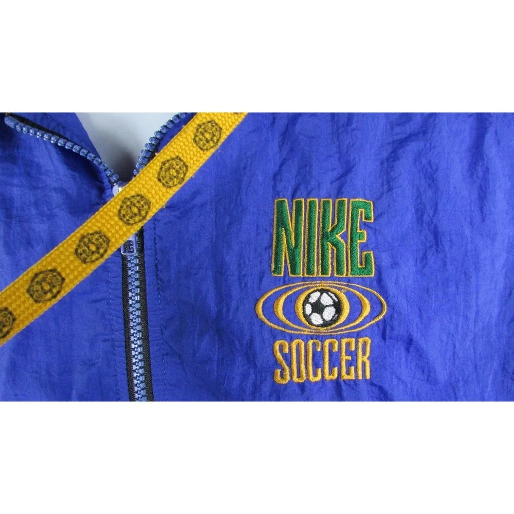 Boys vintage Nike Soccer Large 14/16 windbreaker jacket Lined purple green black